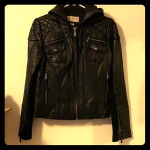 Michael Kors hooded leather jacket